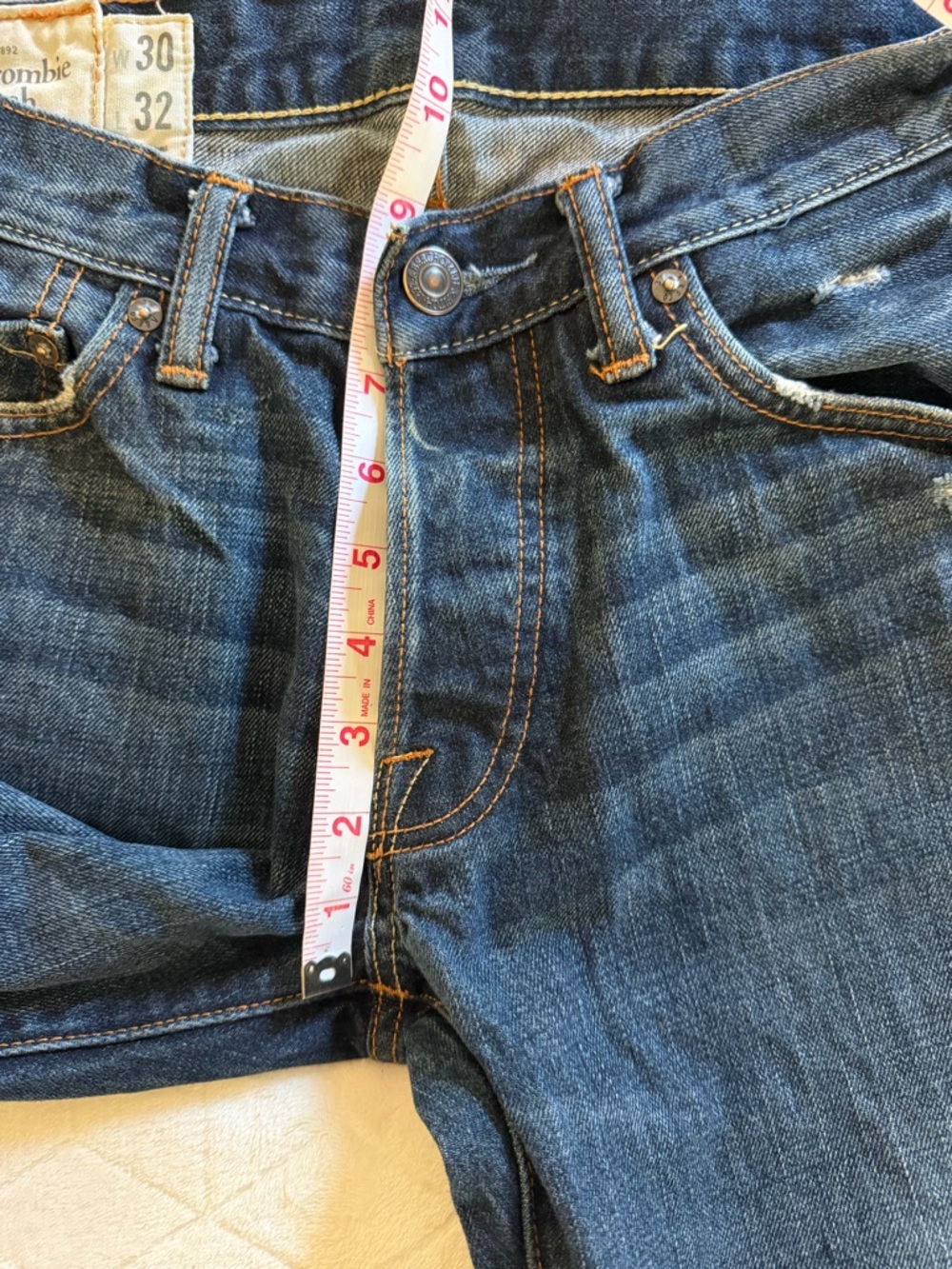 Abercrombie & Fitch Slim Straight Jeans Mens 30x32 Medium Wash Y2K Grunge Denim - Picture 12 of 14